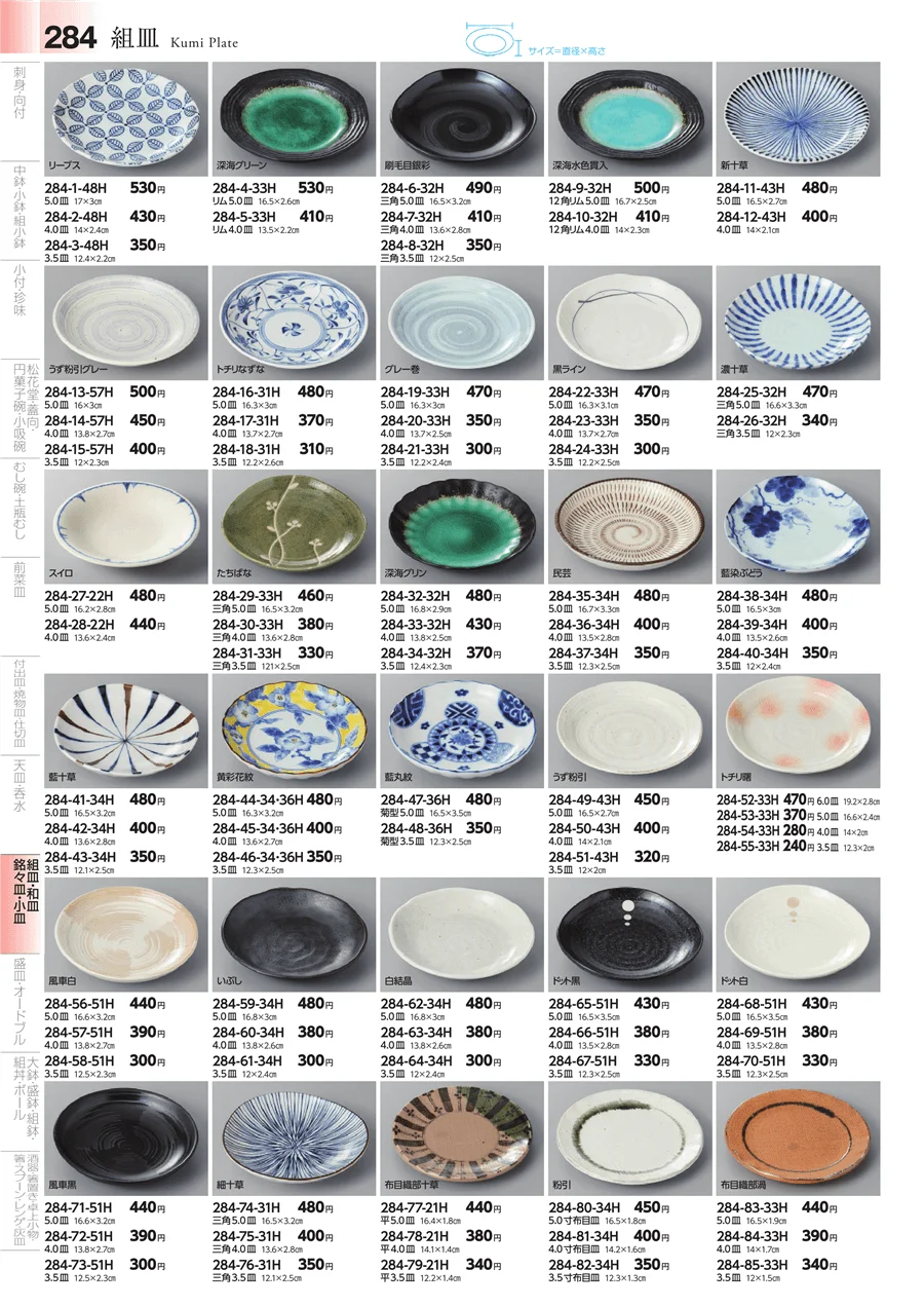丸皿・組皿・小皿 ページ284