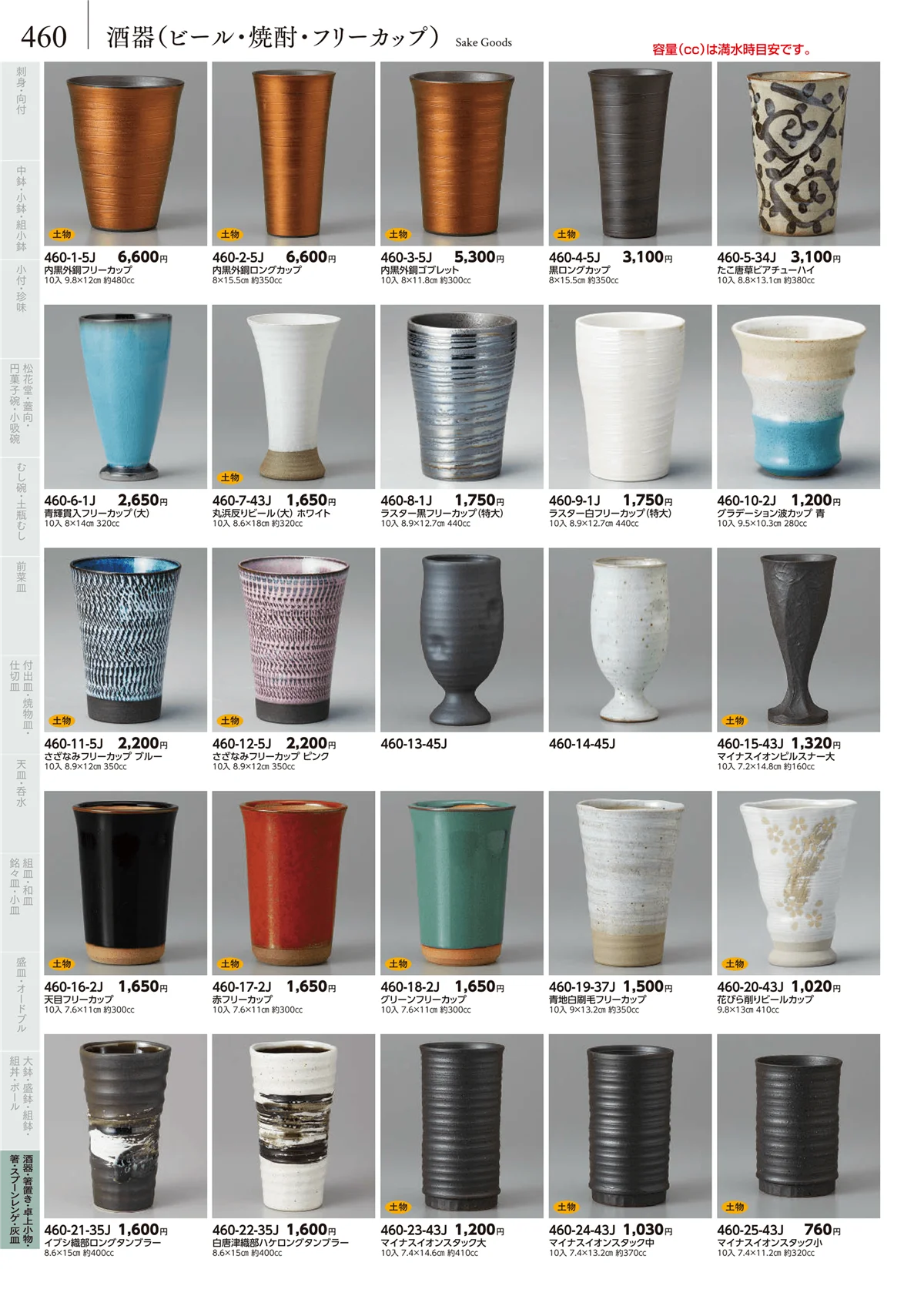 みやび街道vol.5・ページ番号460・酒器（ビール・焼酎・フリーカップ）