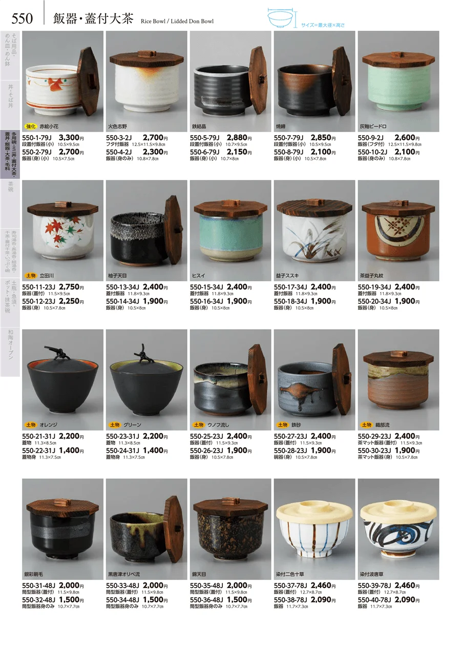 飯器・蓋付大茶 ページ550