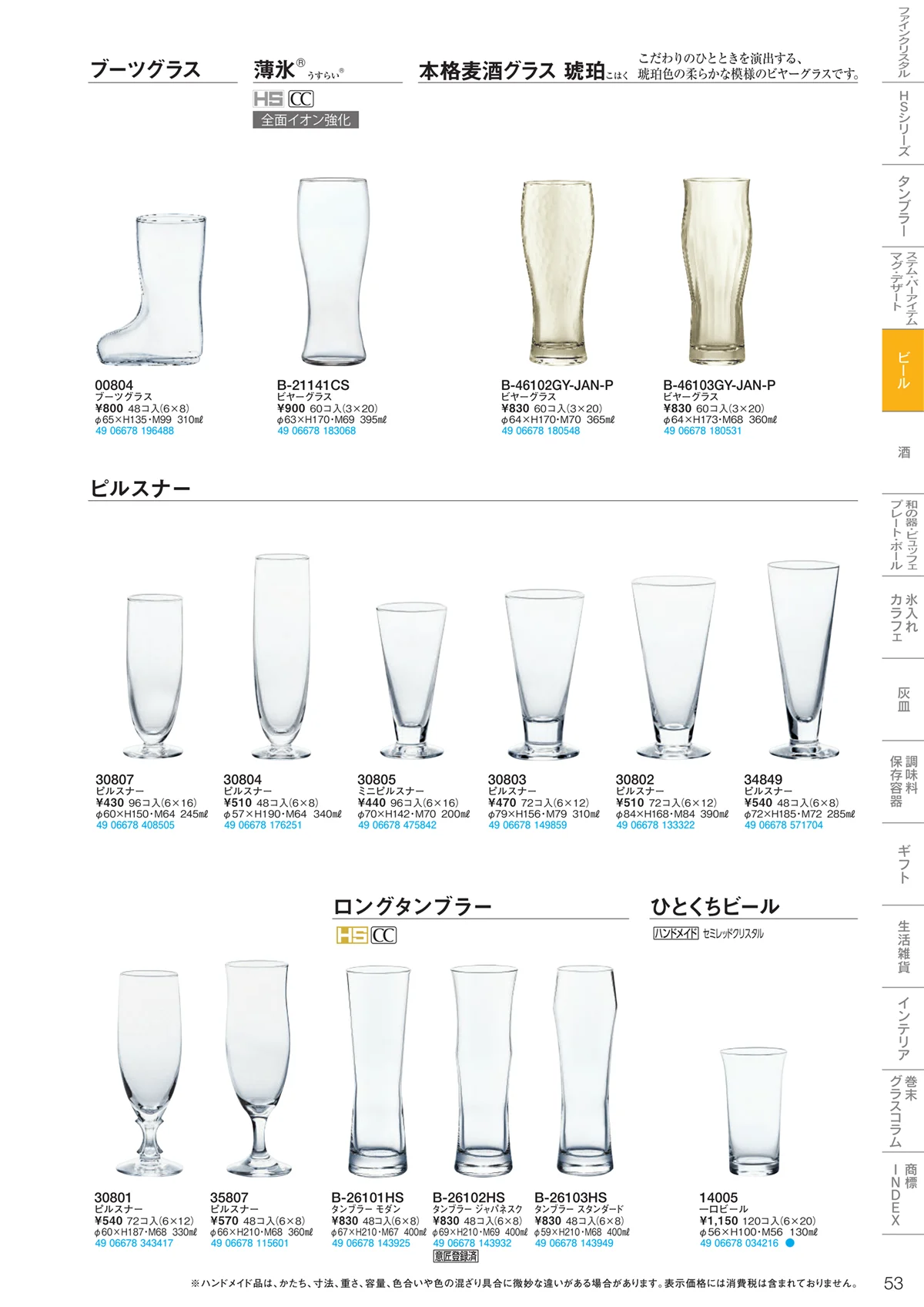 東洋佐々木ガラス2020・ページ番号53・マグ・ビール