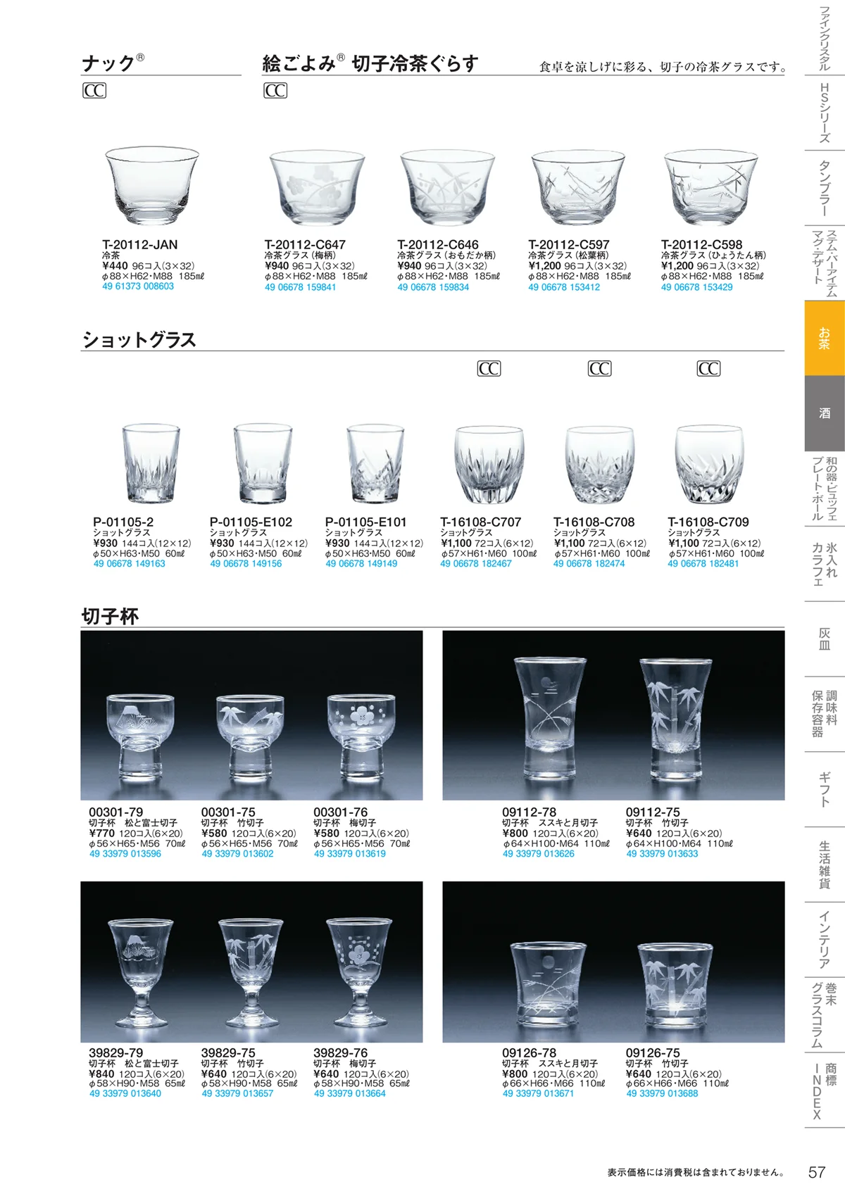 東洋佐々木ガラス2020・ページ番号57・焼酎・お茶