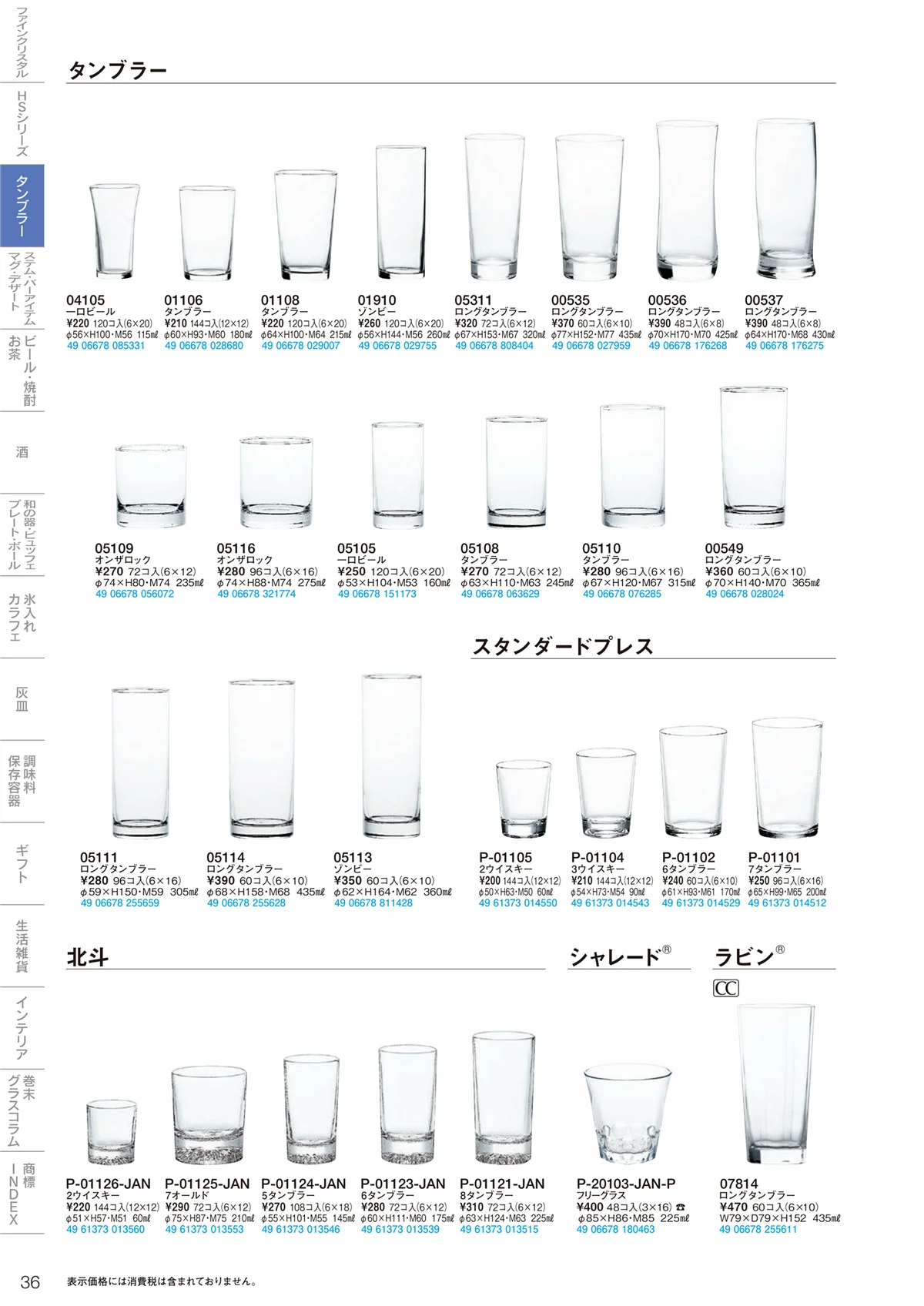 東洋佐々木ガラス2021・ページ番号36・タンブラー