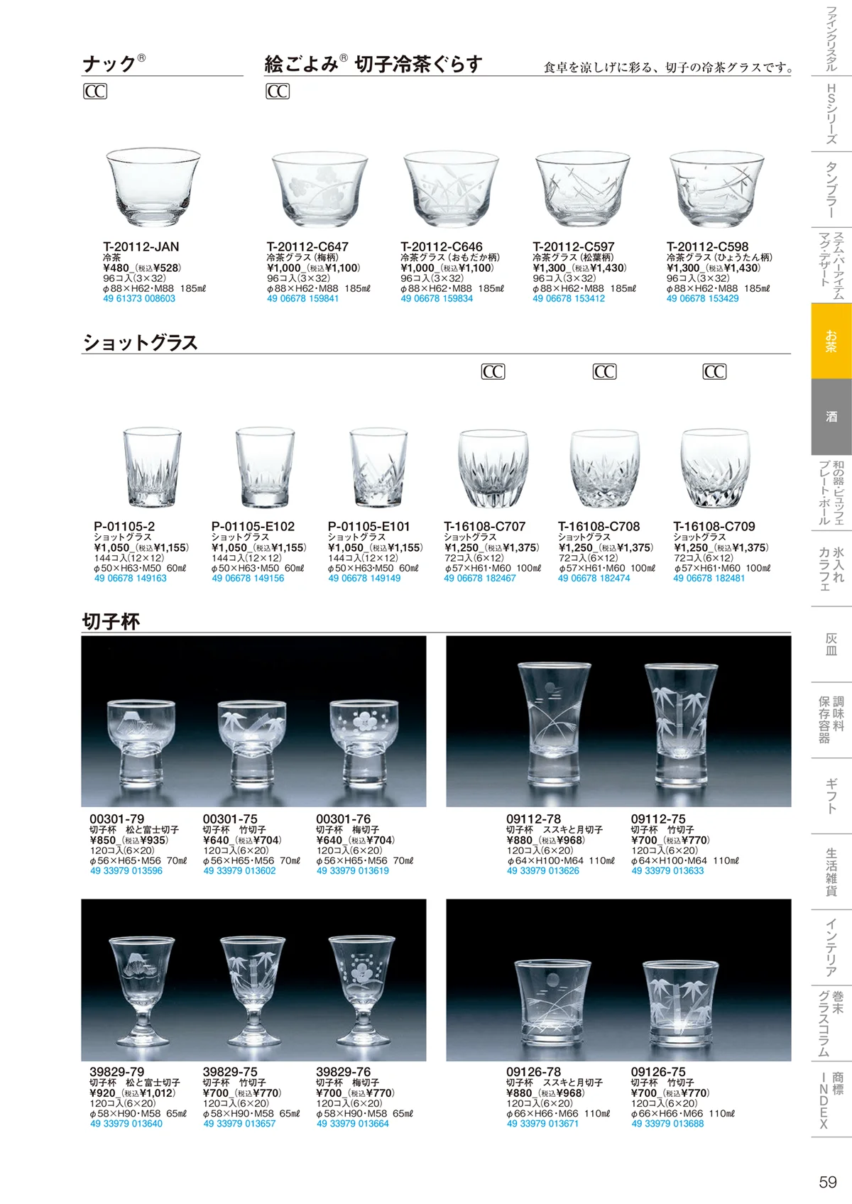 東洋佐々木ガラス2022・ページ番号59・焼酎・お茶