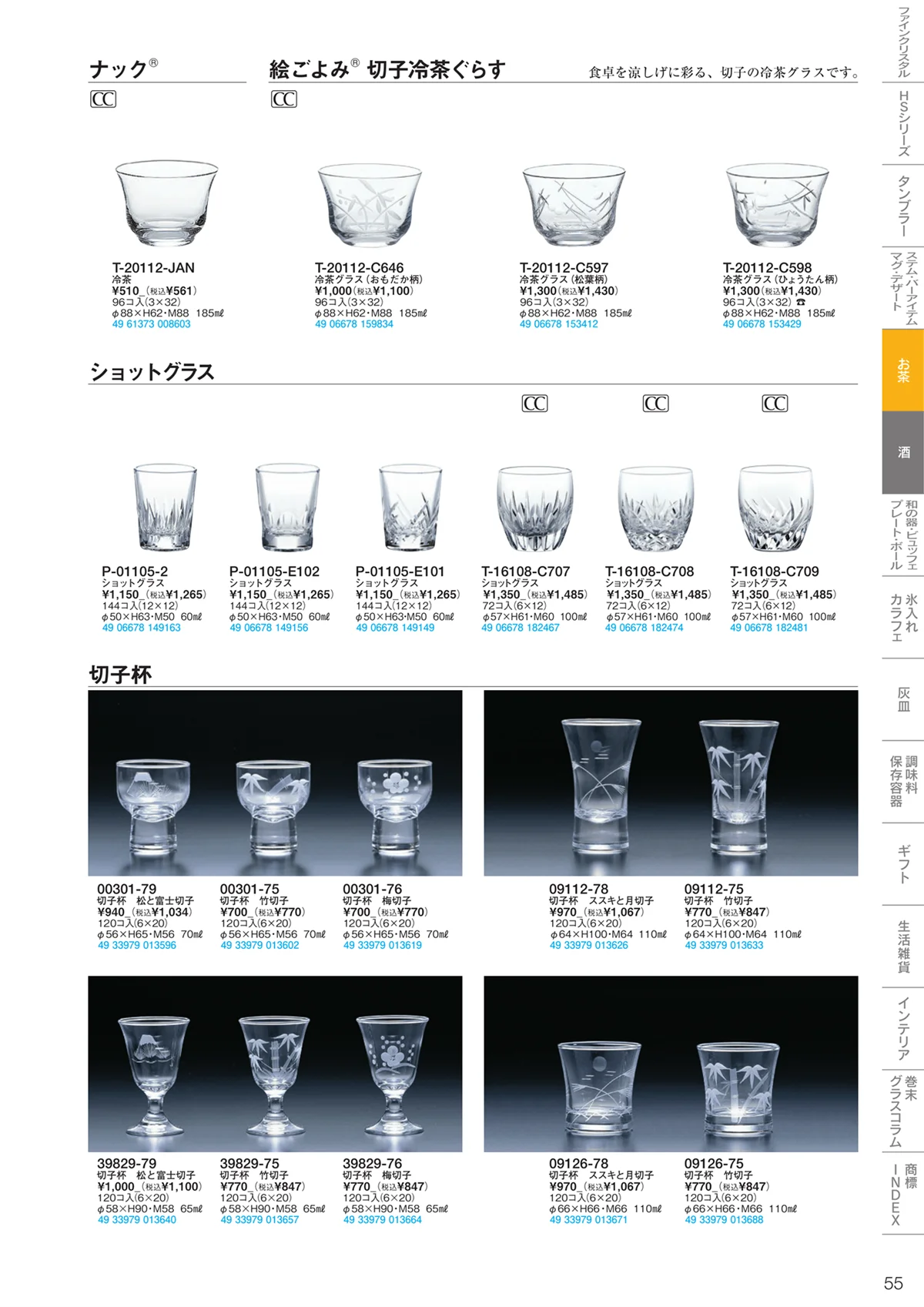 東洋佐々木ガラス2023・ページ番号55・焼酎・お茶