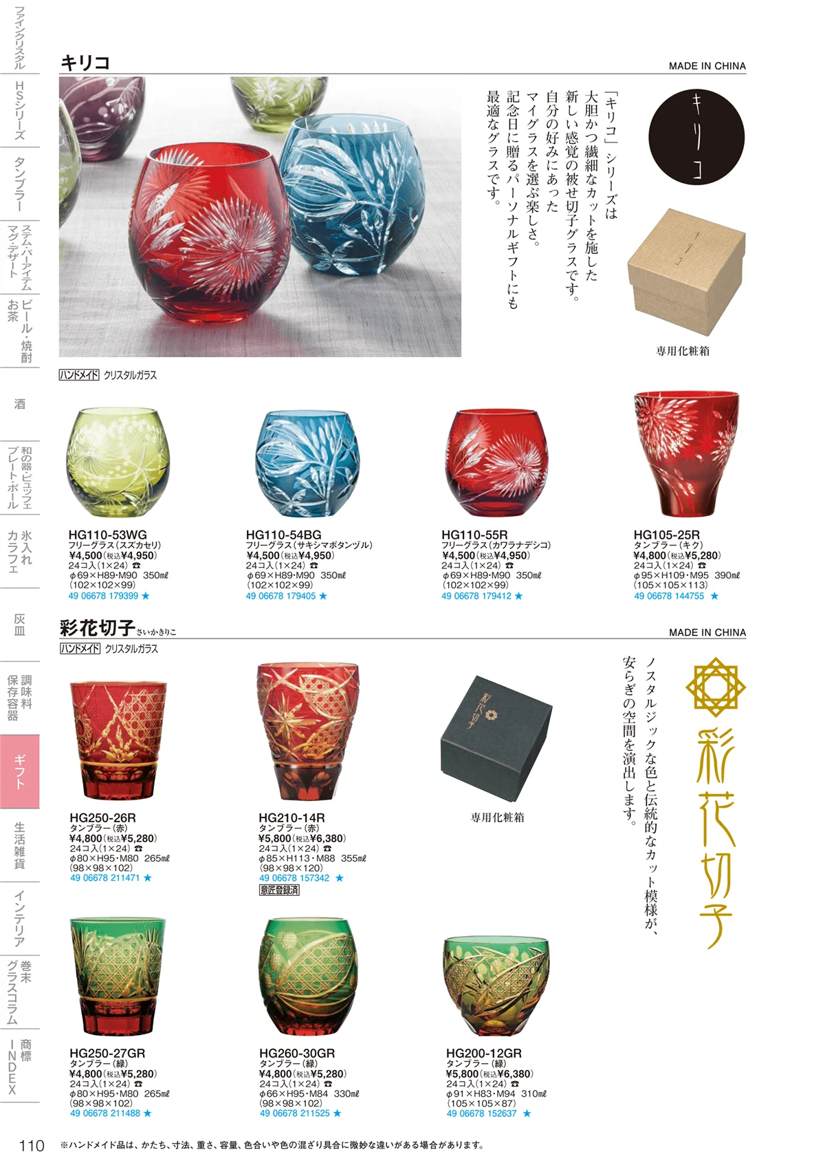 東洋佐々木ガラス2024・ページ番号110・ギフト・生活雑貨