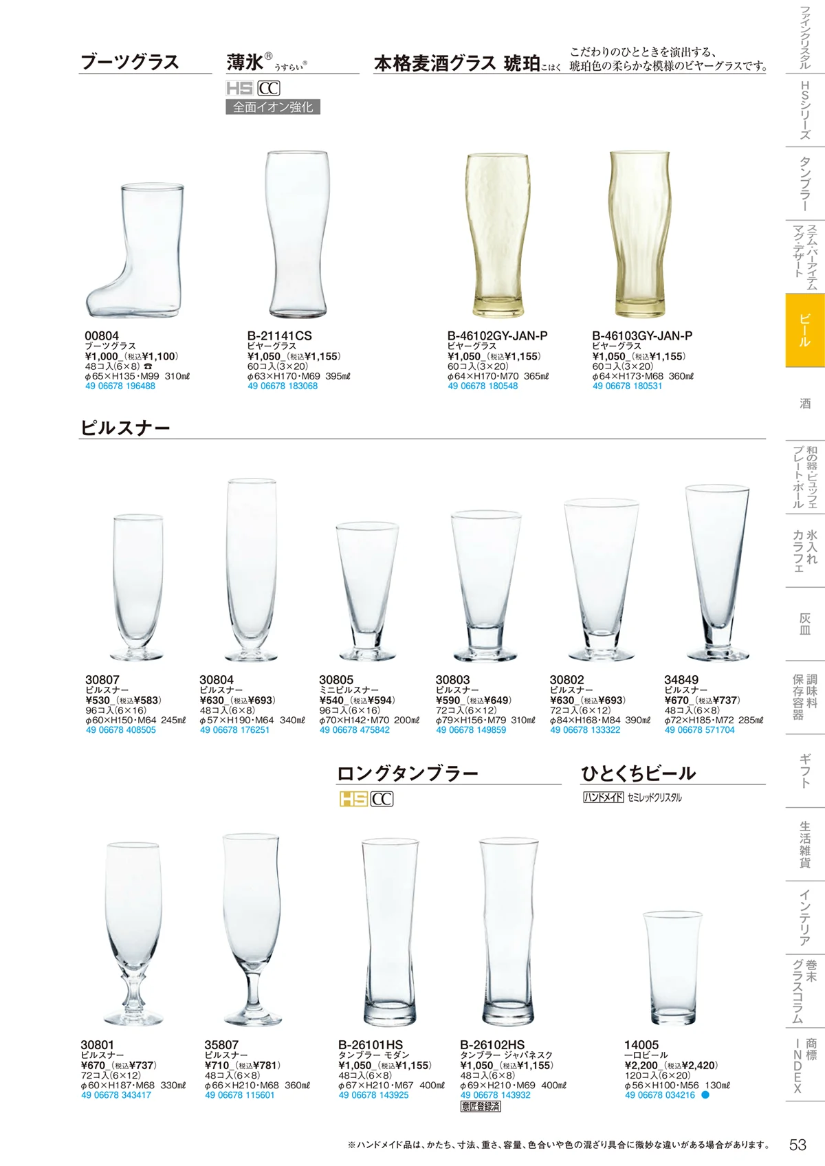 東洋佐々木ガラス2024・ページ番号53・マグ・ビール