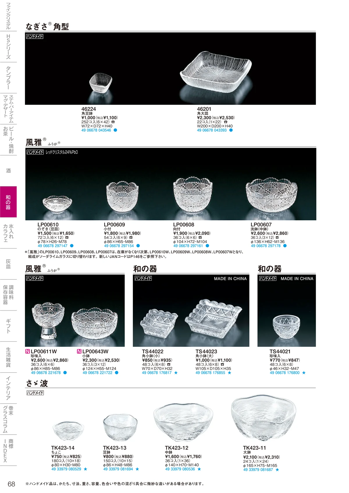 東洋佐々木ガラス2024・ページ番号68・和の器