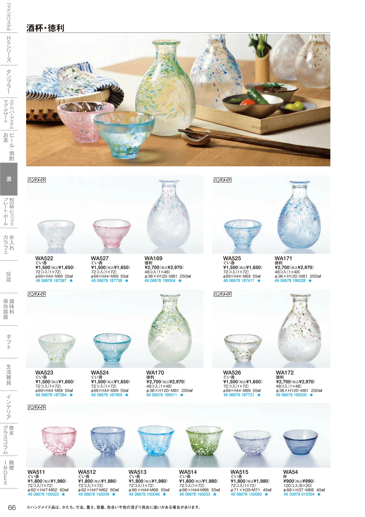 東洋佐々木ガラス2026・ページ番号66・焼酎・お茶・酒
