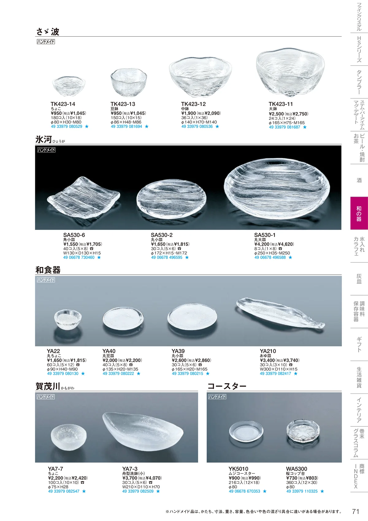 東洋佐々木ガラス2026・ページ番号71・和の器