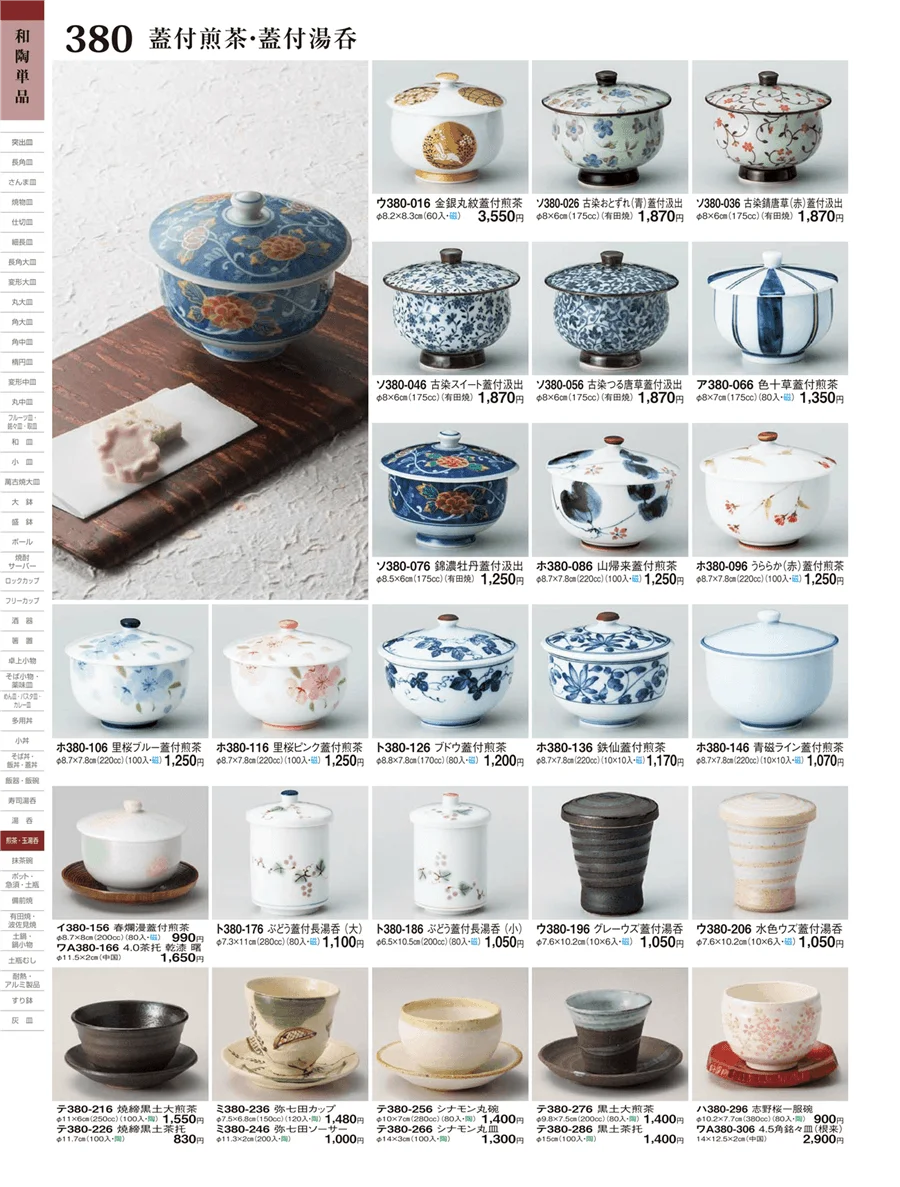 蓋付煎茶・蓋付湯呑・煎茶・玉湯呑 ページ380