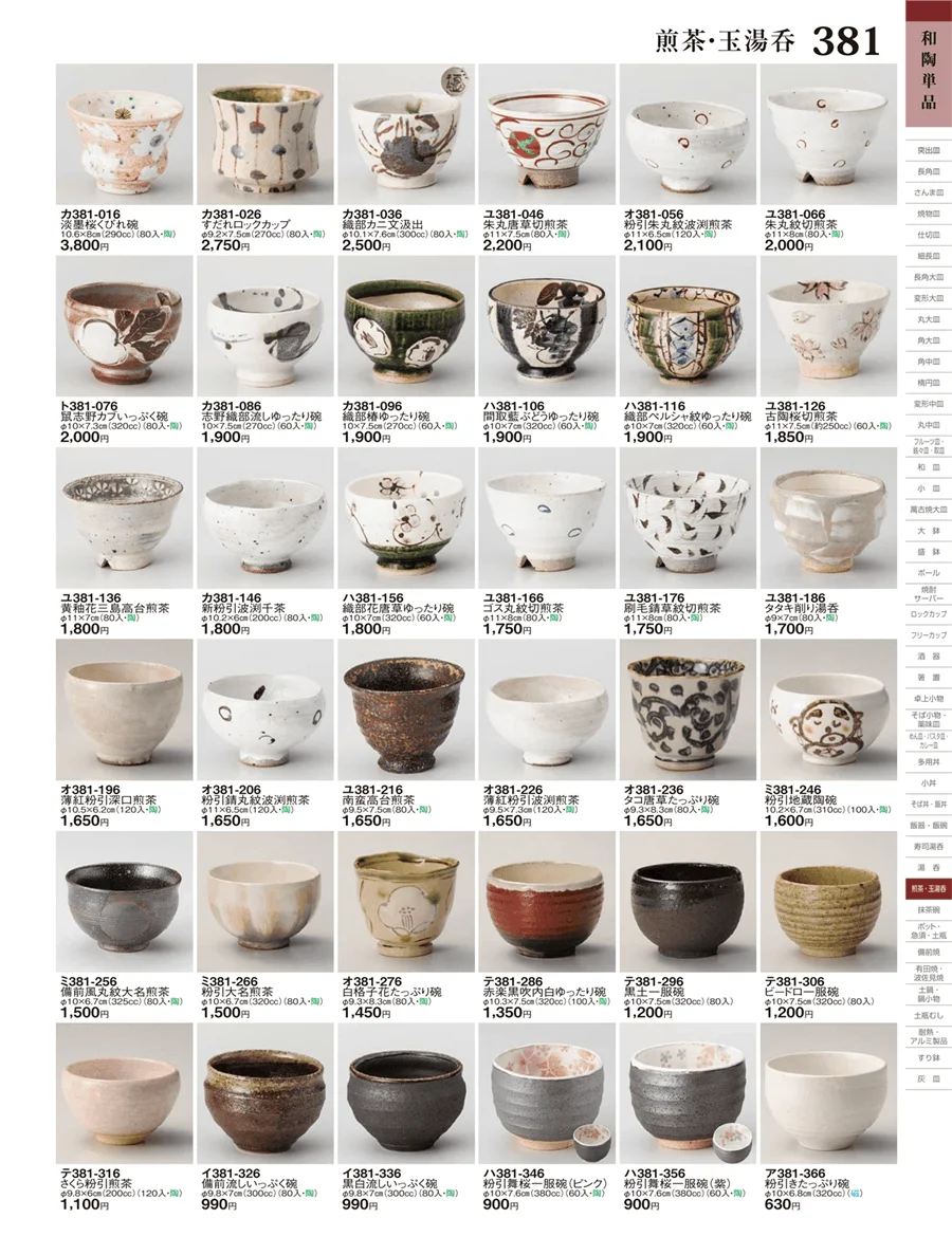 蓋付煎茶・蓋付湯呑・煎茶・玉湯呑 ページ381