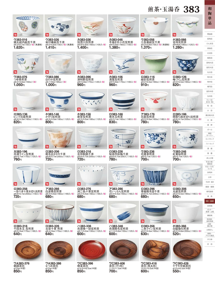 蓋付煎茶・蓋付湯呑・煎茶・玉湯呑 ページ383