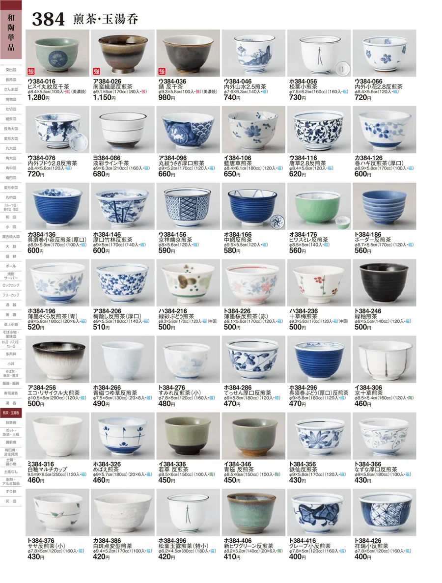 蓋付煎茶・蓋付湯呑・煎茶・玉湯呑 ページ384