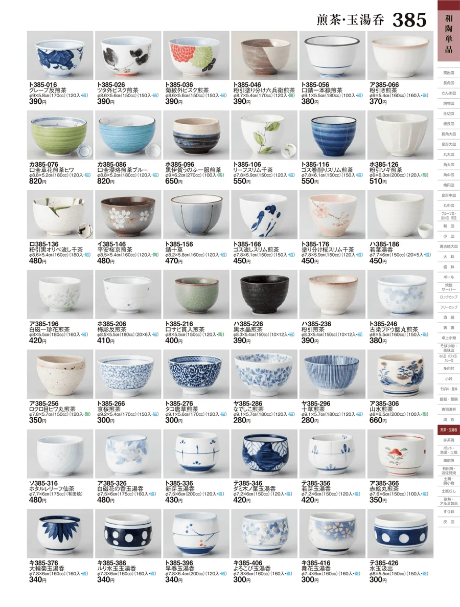 蓋付煎茶・蓋付湯呑・煎茶・玉湯呑 ページ385