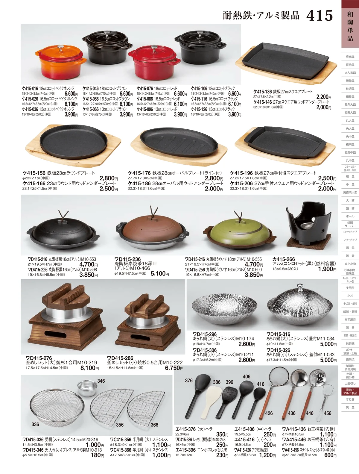 ときわ・ページ番号415・耐熱鉄・アルミ製品
