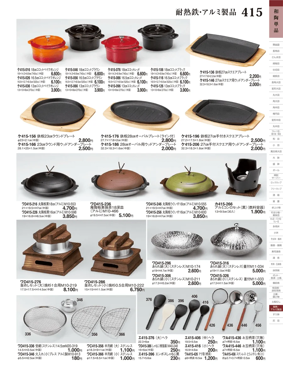 耐熱鉄・アルミ製品 ページ415