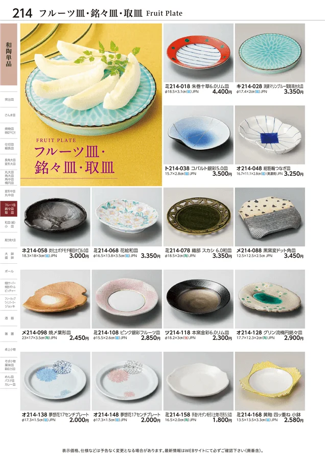 フルーツ皿・銘々皿・取皿 ページ214