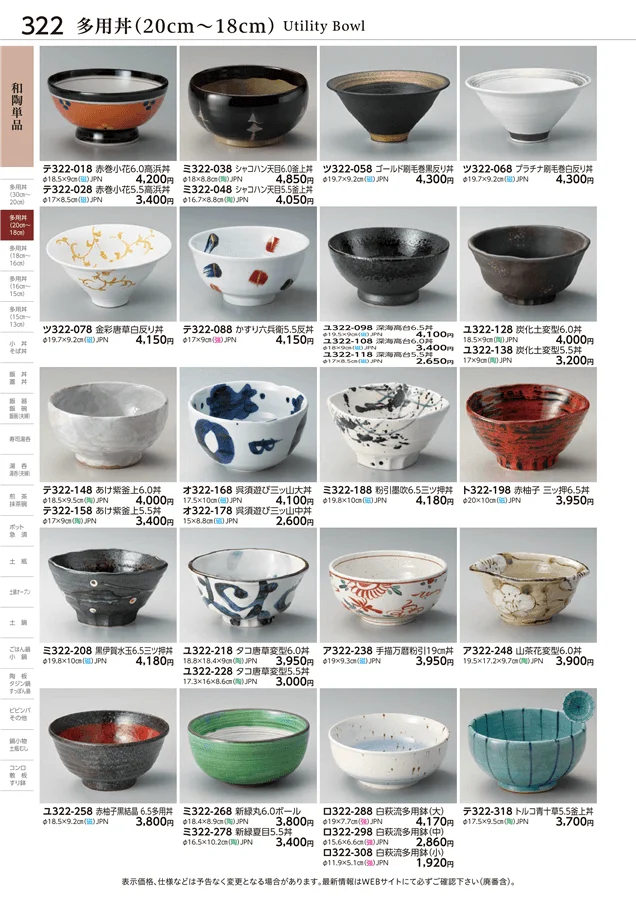 多用丼(20cm～18cm) ページ322