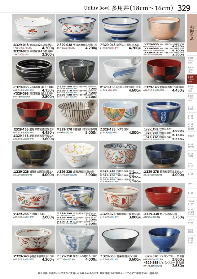 多用丼(18cm～16cm) ページ329
