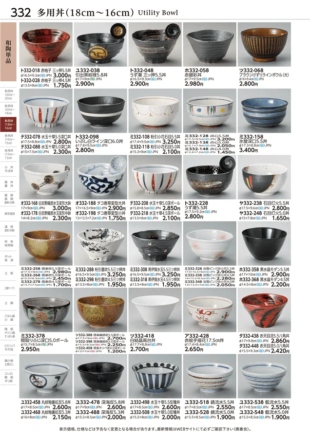 多用丼(18cm～16cm) ページ332