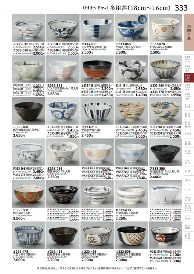 多用丼(18cm～16cm) ページ333