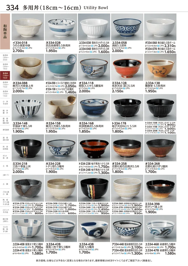 多用丼(18cm～16cm) ページ334