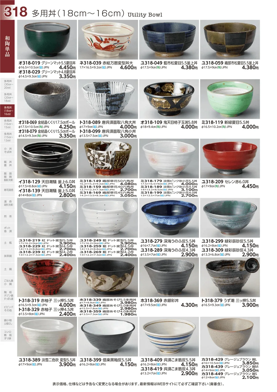 多用丼(18cm～16cm) ページ318