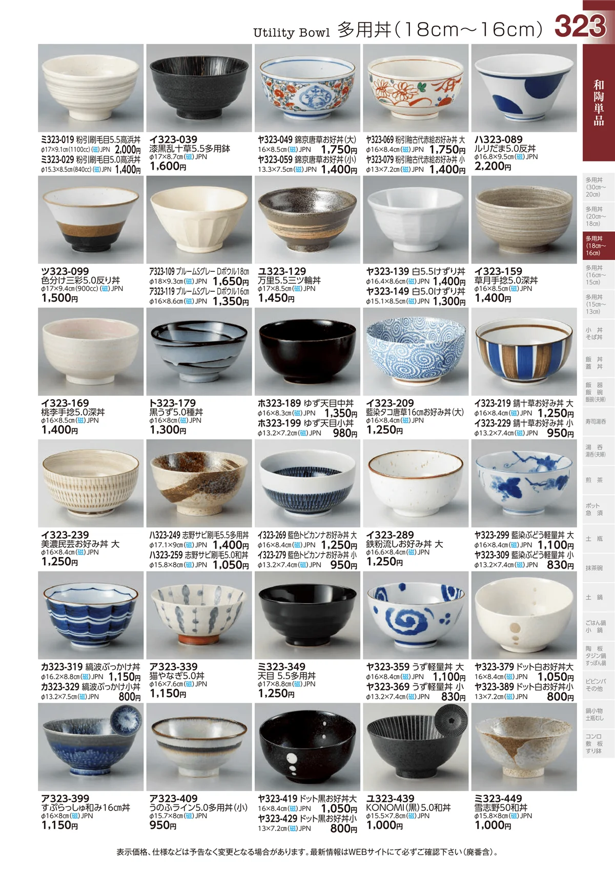 ときわvol.29・ページ番号323・多用丼(18cm～16cm)
