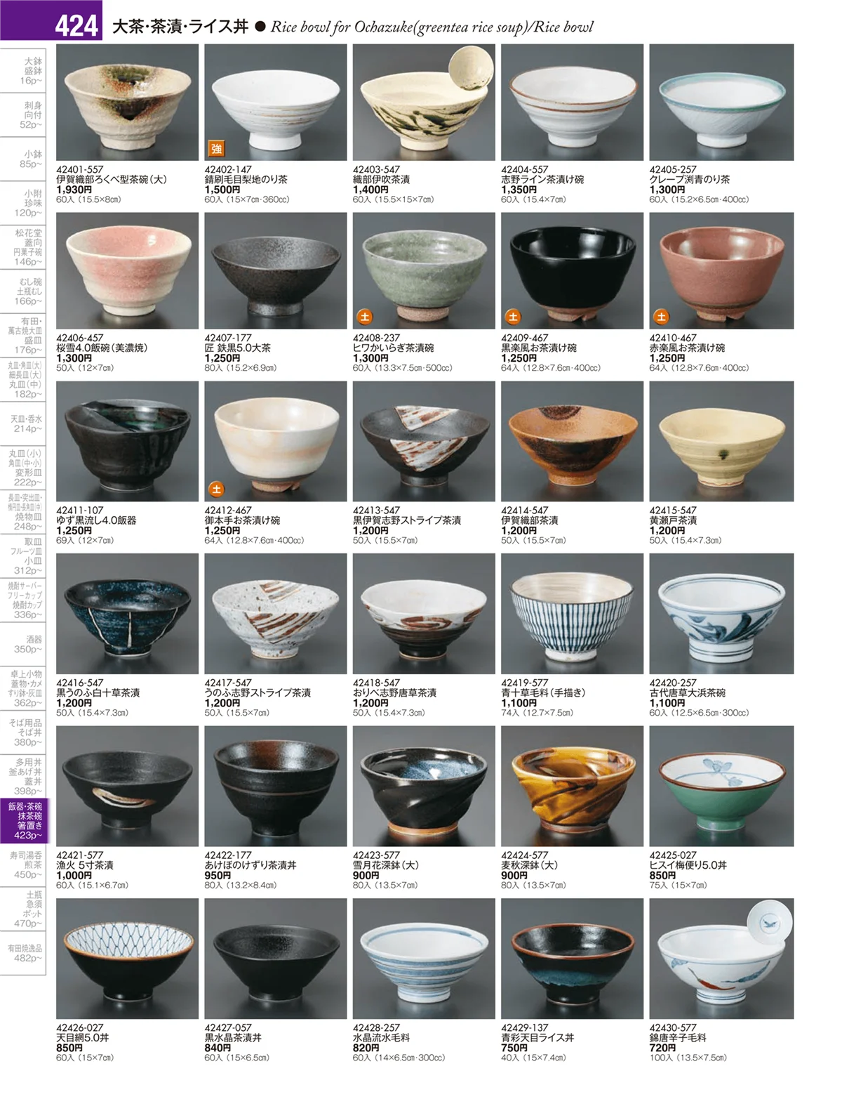 陶雅vol.17・ページ番号424・大茶・茶漬・ライス丼・飯器・ゆったり碗・抹茶碗・茶碗・箸置