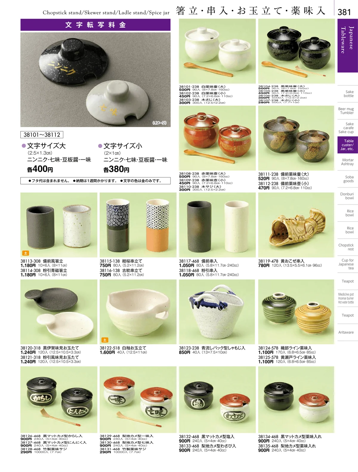 陶雅vol.18・ページ番号381・卓上小物・蓋物・カメ・薬味入・すり鉢・灰皿
