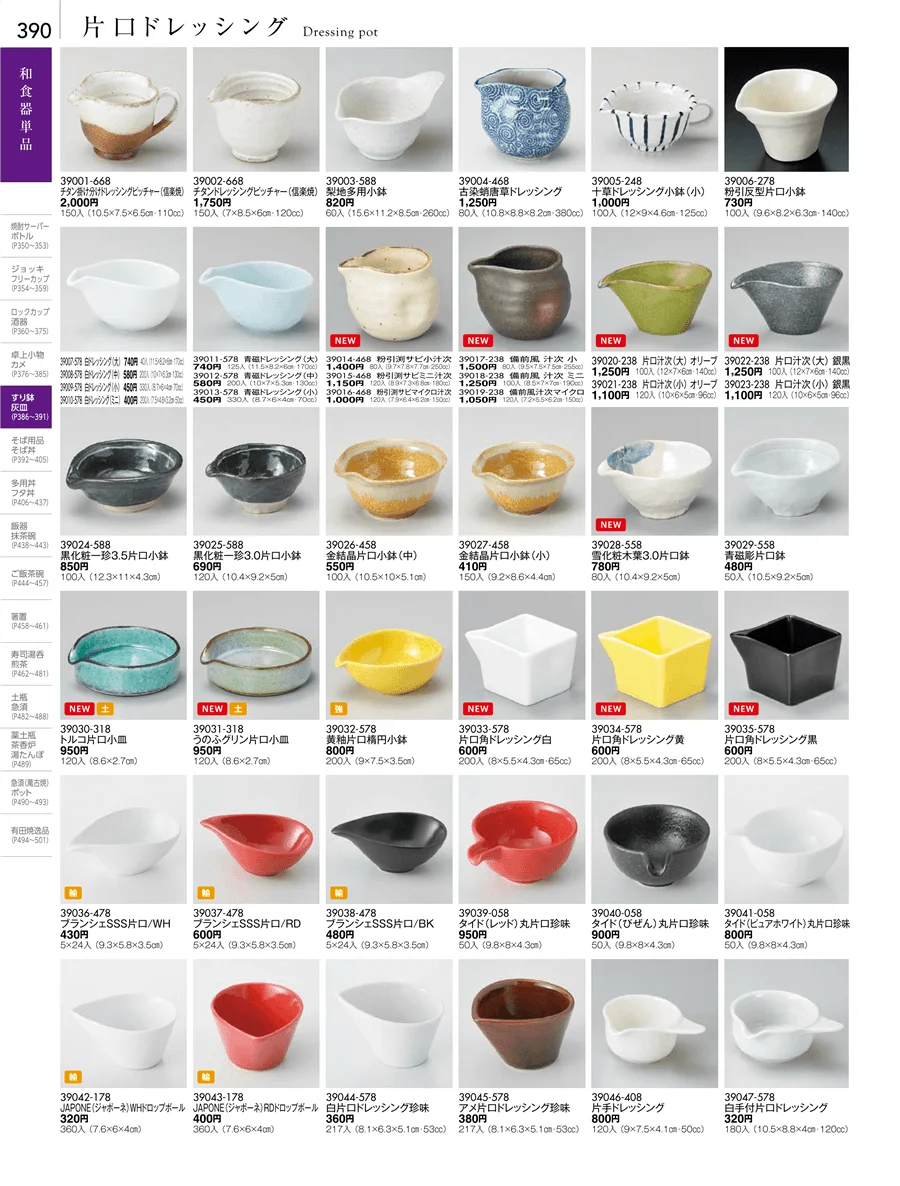 卓上小物・蓋物・カメ・薬味入・すり鉢・灰皿 ページ390