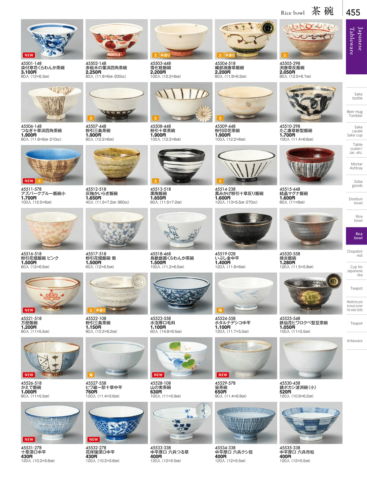 陶雅vol.18・ページ番号455・大茶・茶漬・ライス丼・飯器・ゆったり碗・抹茶碗・茶碗・箸置