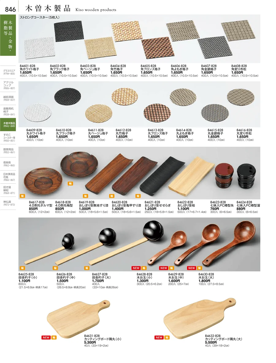 木曽木製品・PBT樹脂箸・スノコ・木台トレイ・コースター・その他 ページ846