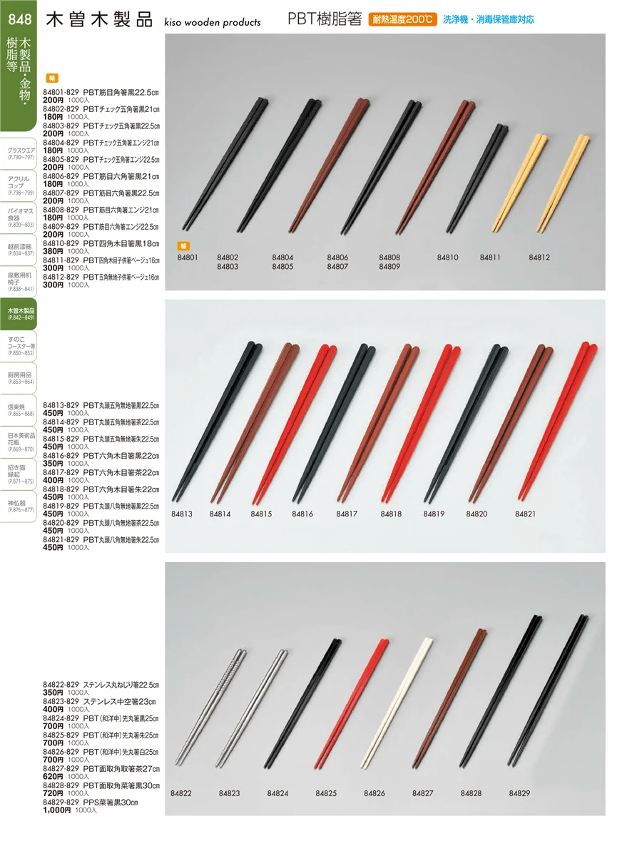 木曽木製品・PBT樹脂箸・スノコ・木台トレイ ページ848