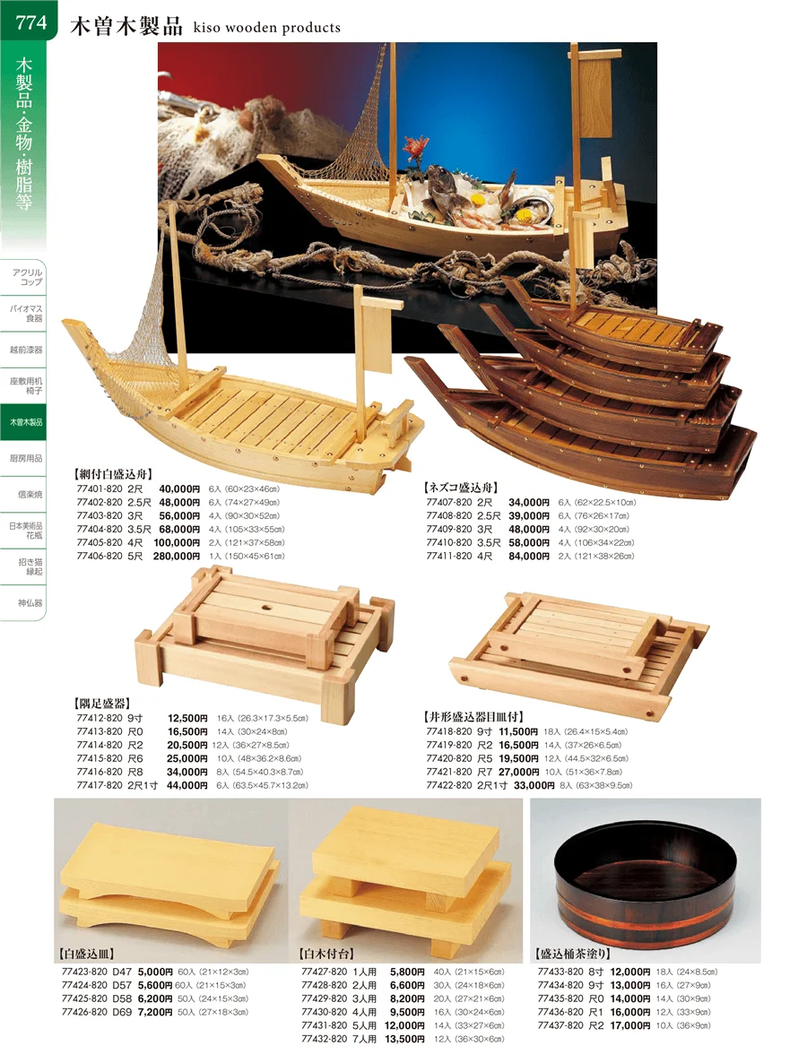 木曽木製品・PBT樹脂箸・スノコ・木台トレイ ページ774