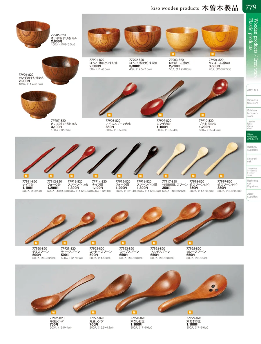 木曽木製品・PBT樹脂箸・スノコ・木台トレイ ページ779