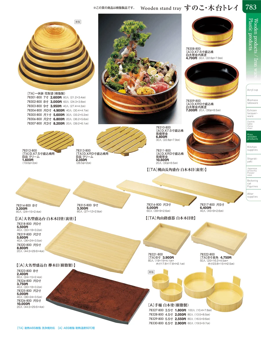 木曽木製品・PBT樹脂箸・スノコ・木台トレイ ページ783