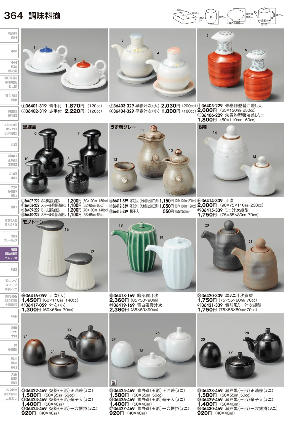 陶里vol.29・ページ番号364・調味料揃