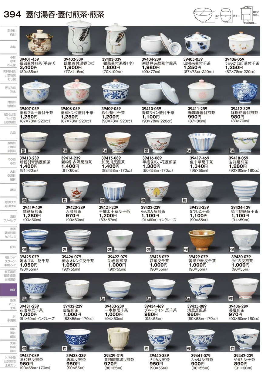 蓋付湯呑･蓋付千茶･千茶 ページ394