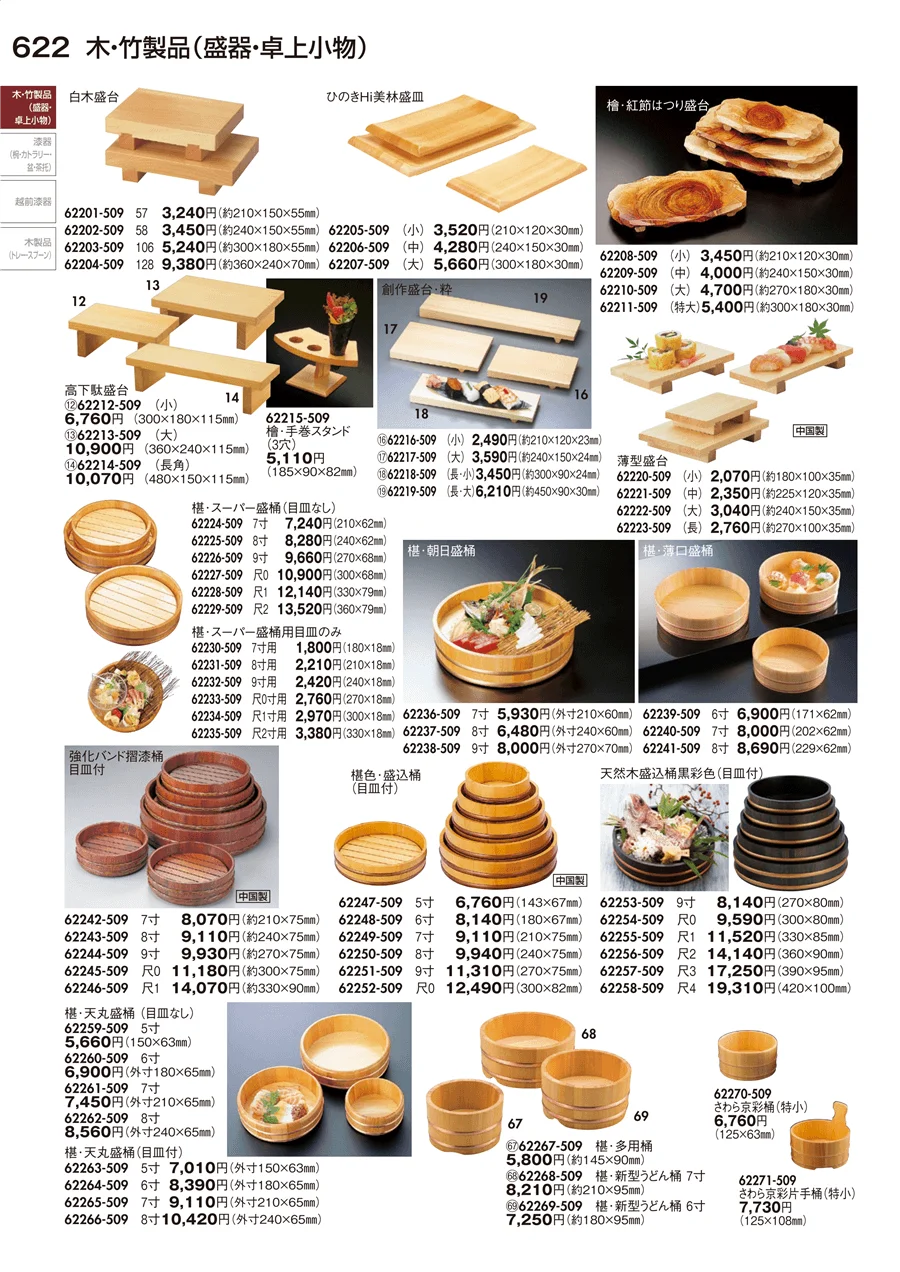 木･竹製品（盛器・卓上小物） ページ622