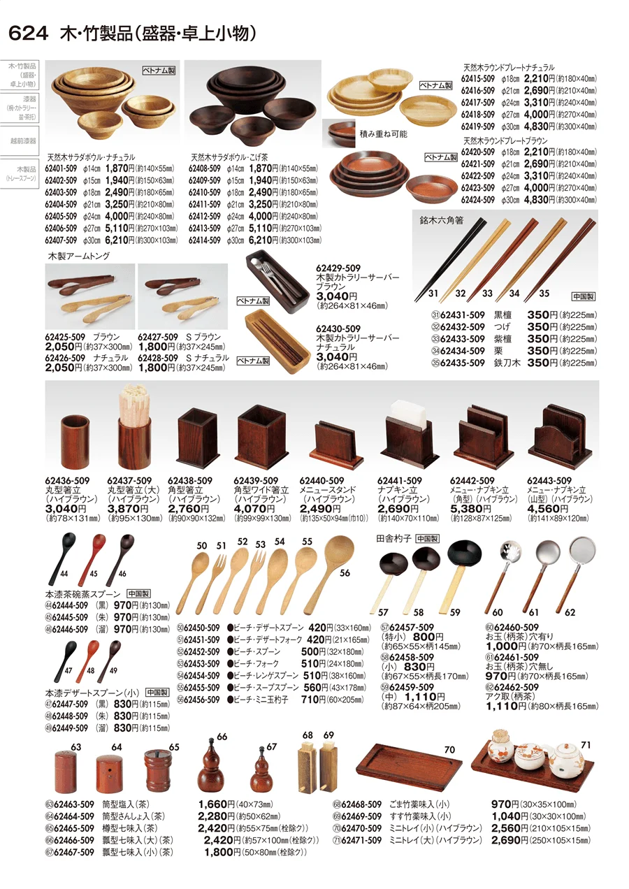 木･竹製品（盛器・卓上小物） ページ624