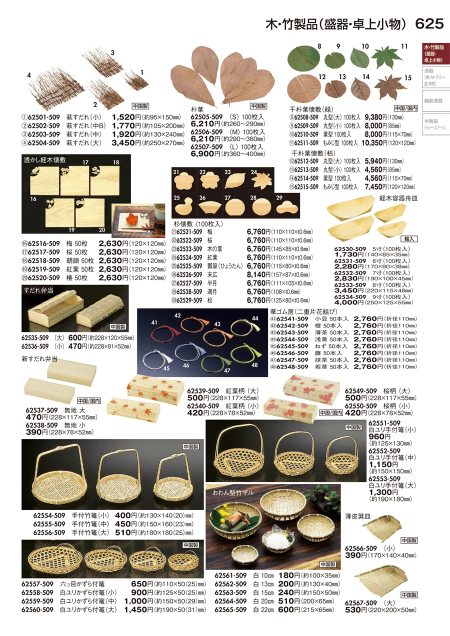 木･竹製品（盛器・卓上小物） ページ625