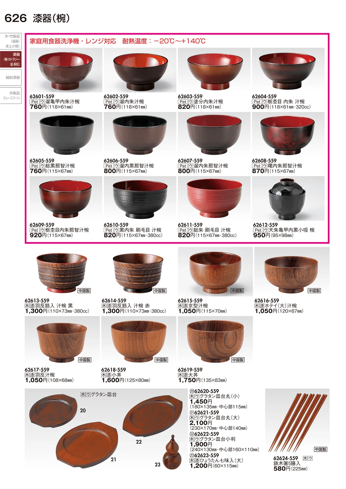 陶里vol.29・ページ番号626・漆器（椀･カトラリー･懐石膳･盆･茶托）