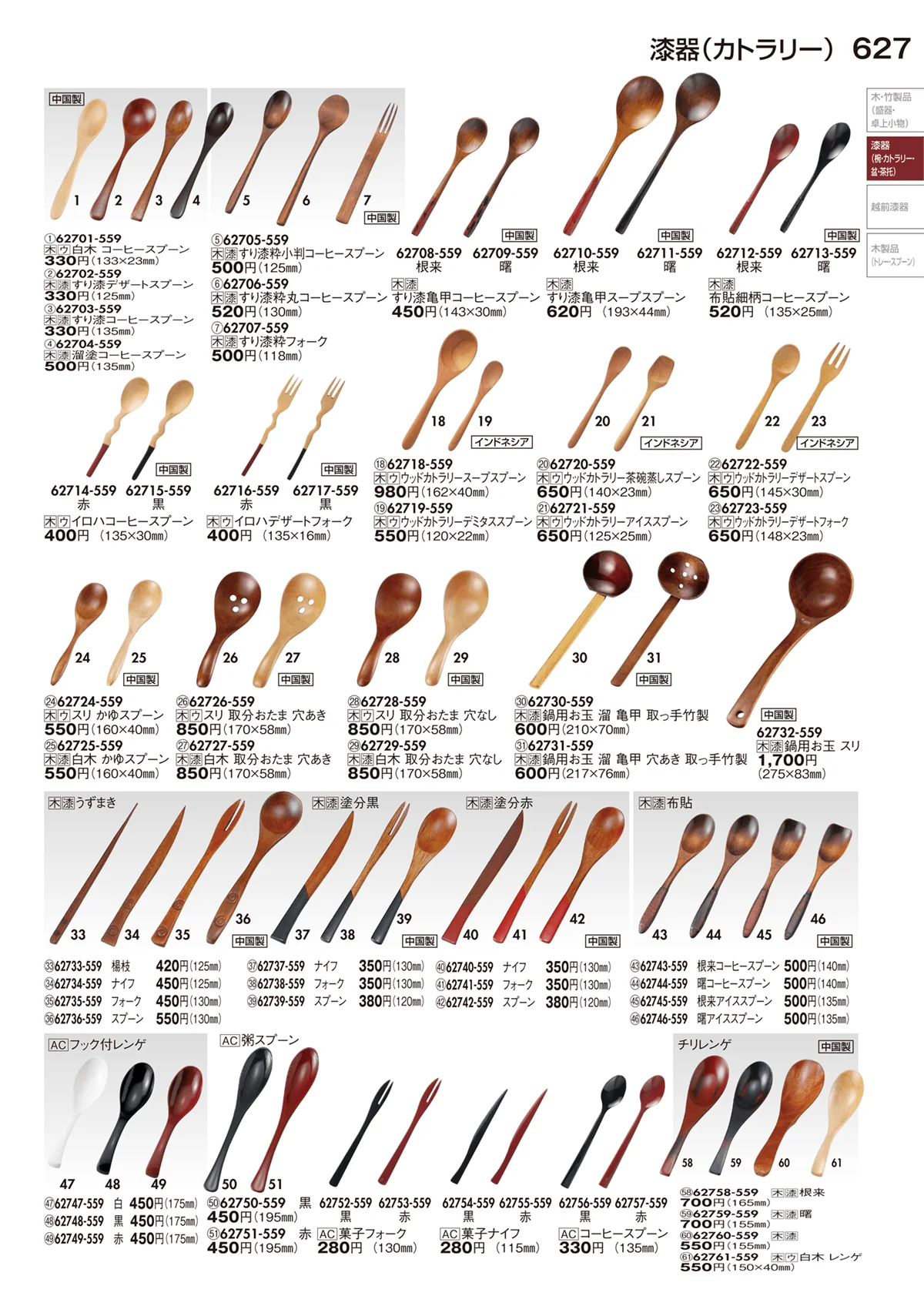 陶里vol.29・ページ番号627・漆器（椀･カトラリー･懐石膳･盆･茶托）
