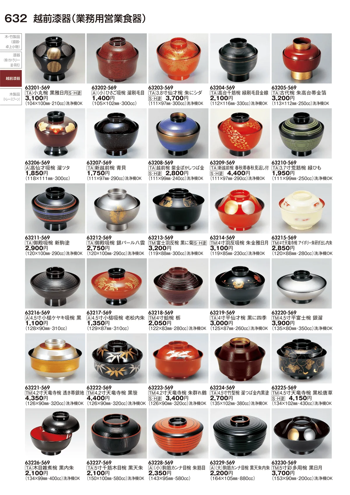 陶里vol.29・ページ番号632・越前漆器（業務用営業食器）