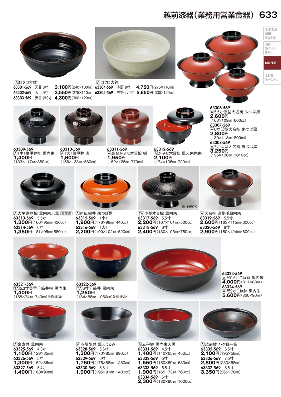 越前漆器（業務用営業食器） ページ633