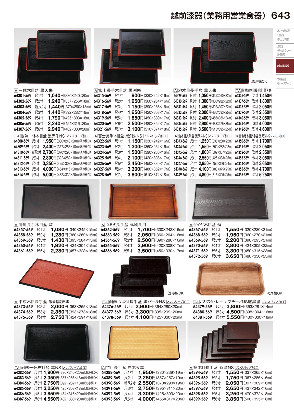 陶里vol.29・ページ番号643・越前漆器（業務用営業食器）