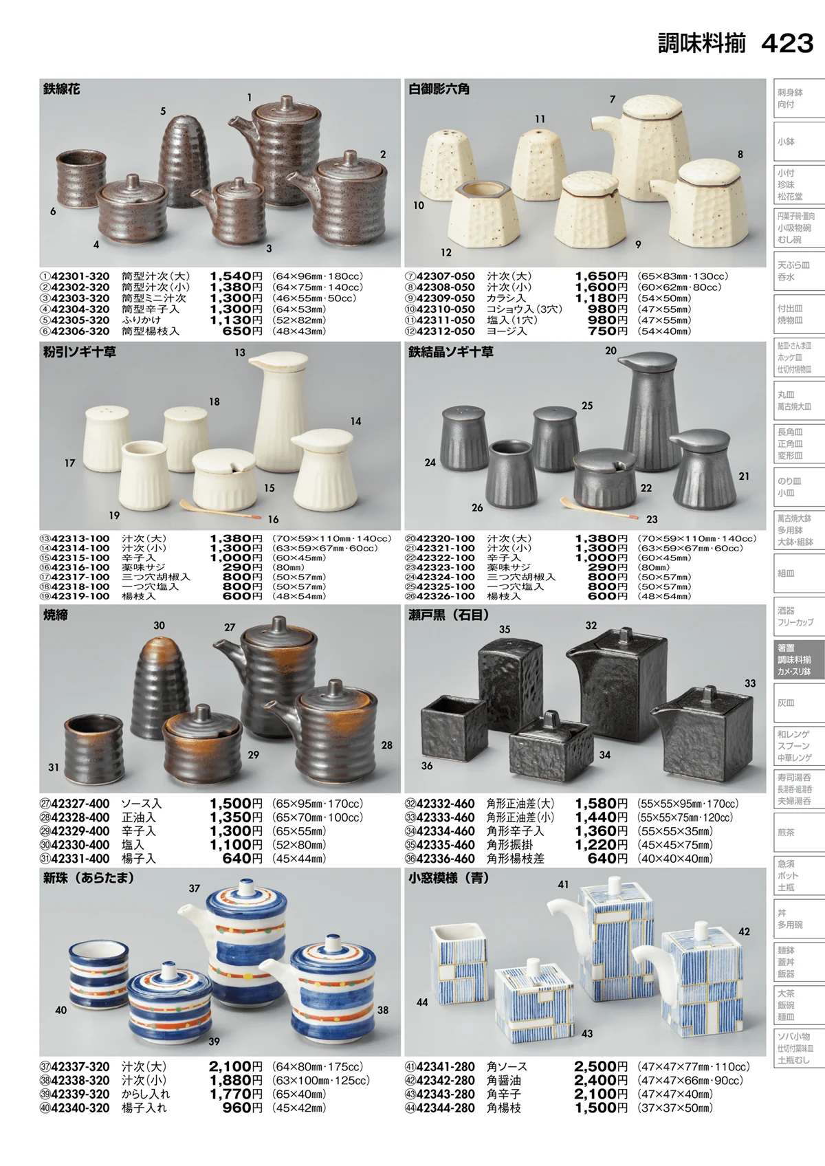 陶里vol.30・ページ番号423・調味料揃