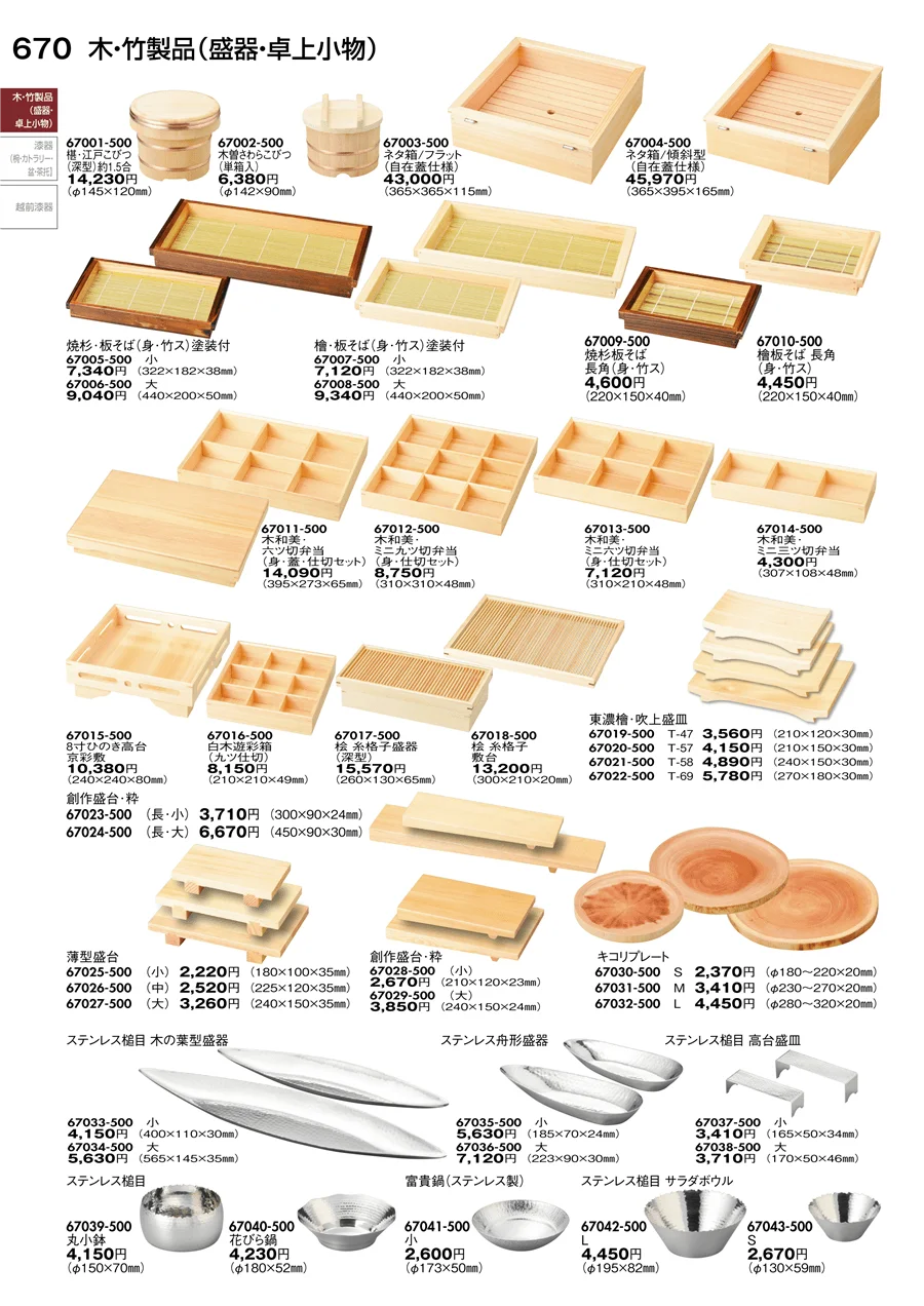 木･竹製品（盛器・卓上小物） ページ670