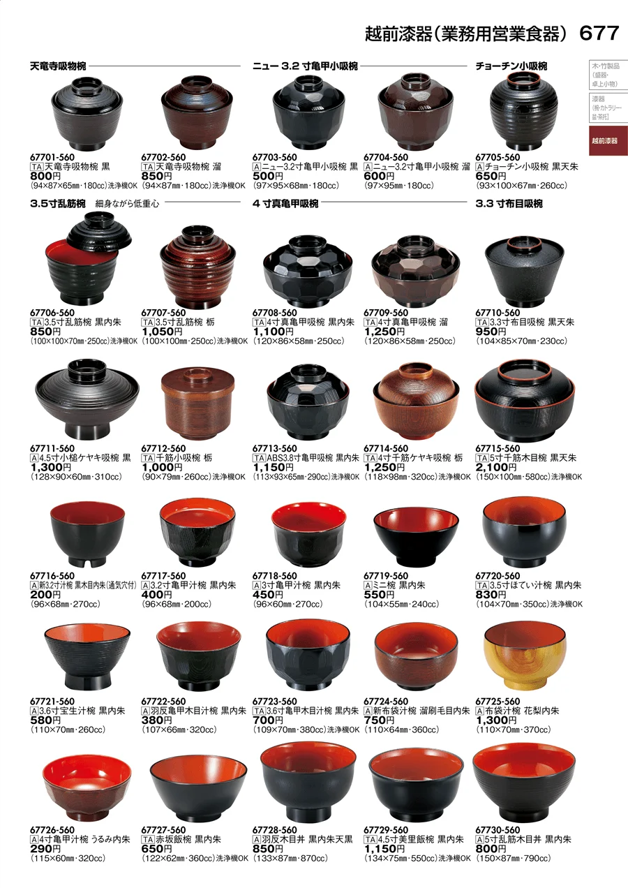 越前漆器（業務用営業食器） ページ677
